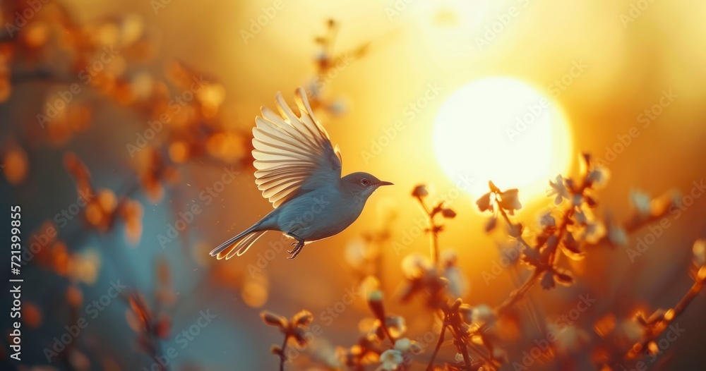 Daybreak Chorus - A Bird's Graceful Dance as the Sun Rises