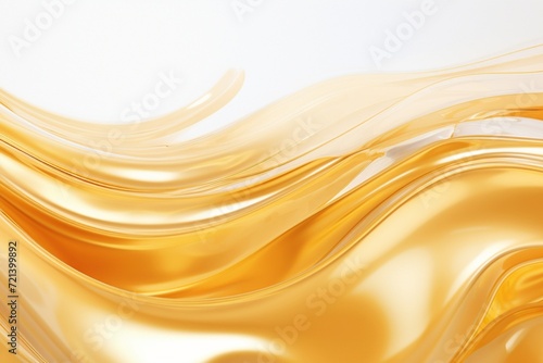 Abstract waves of liquid gold intertwining with a pristine white backdrop, creating a luxurious and captivating scene.