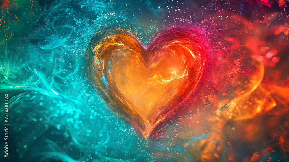 An organic frequency that contains a symbolic heart shape. The heart shape is expressed with vibrant colors. An organic frequency that contains a symbolic heart shape. The heart shape is expressed with vibrant colors.