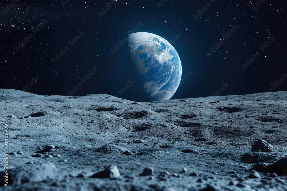 Astronaut's Dream: Beholding Earth's Radiant Blue from the Moon