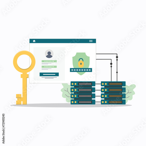 Secure Data Server Vector Illustration