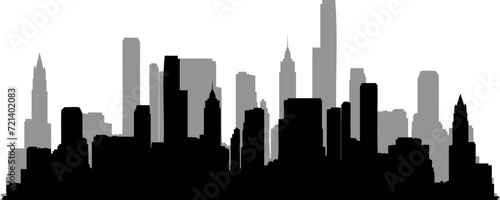 City Skyline silhouette  urban landscape vector. Modern cityscape  skyscrapers  buildings in black and white. Ideal for web banners  backgrounds. Stark contrast  clean lines  edges