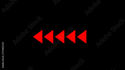 Red arrow left. Left arrow icon. Arrow icon. red arrows symbols. Warning striped arrow. Safety type.Isolated on black background. photo