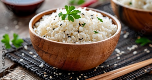 A Bowl of Organic White Rice in a Balanced, Healthy Asian Vegetarian Diet