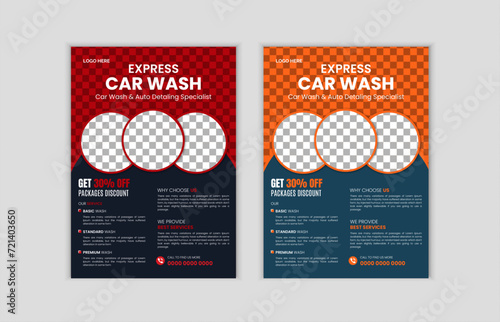 
Vector car wash service flyer poster design template. car wash service promotional poster flyer template. service, Housekeeping, wash, clean or home repair service marketing flyer template design
