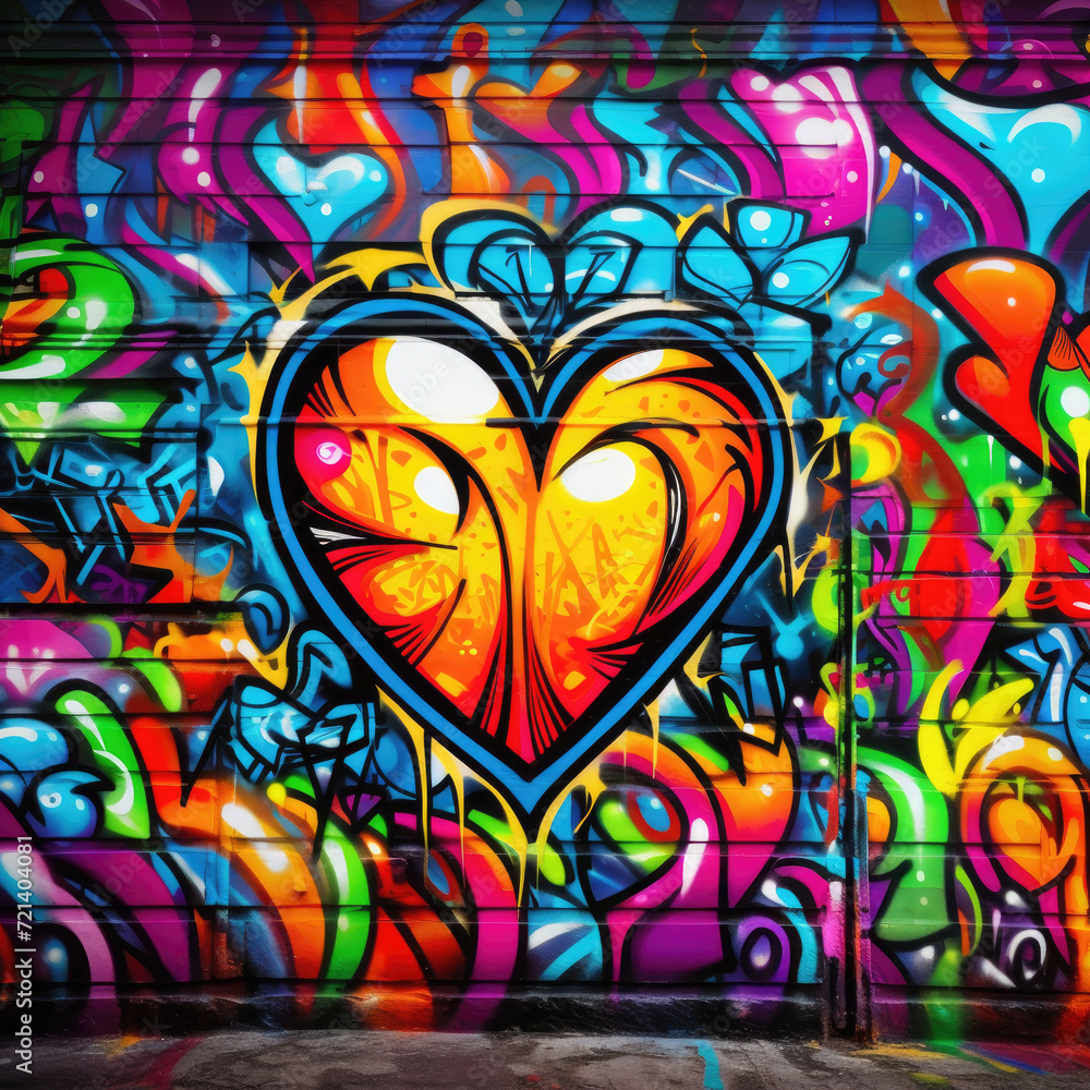 Heart graffiti vivid colorful Heart graffiti vivid colorful