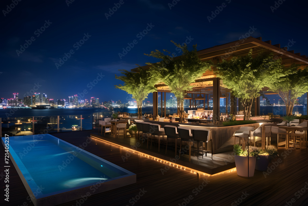 Rooftop Bar with Stunning Nighttime Views