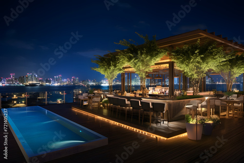 Rooftop Bar with Stunning Nighttime Views © sugastocks