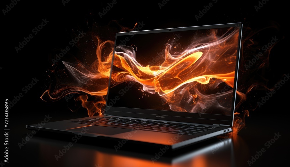 laptop computer with a blank screen splash