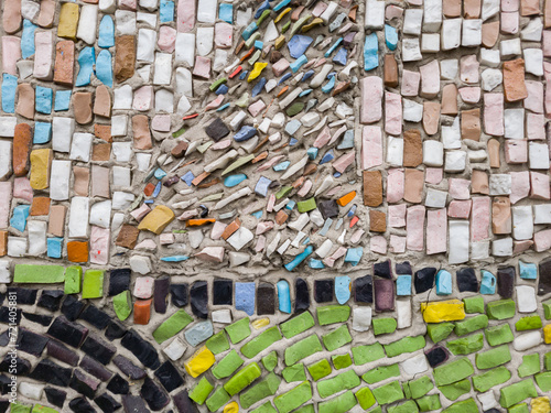 Close-up of a multicolored smalt mosaic.