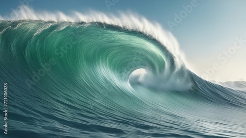 wave on a white background  A tsunami illustration, depicting the movement and the speed of water. The wave is curved and green   © Jared