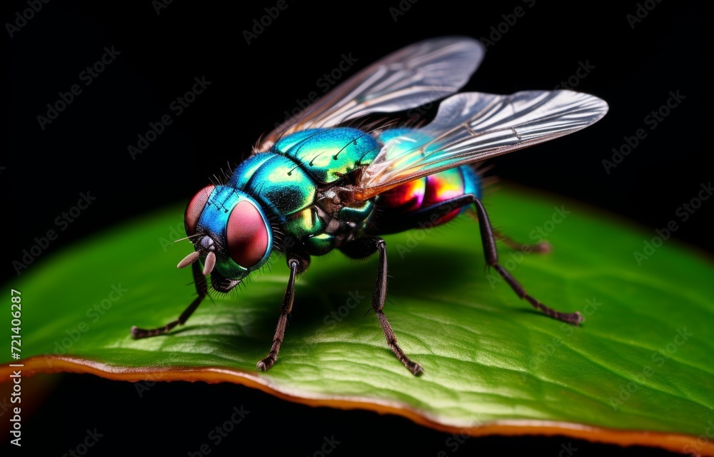 fly on green leaf fly on green leaf