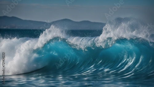 wave breaking in the sea A water waves border, showing the fluidity and the motion of water. The border is blue and curved, 
