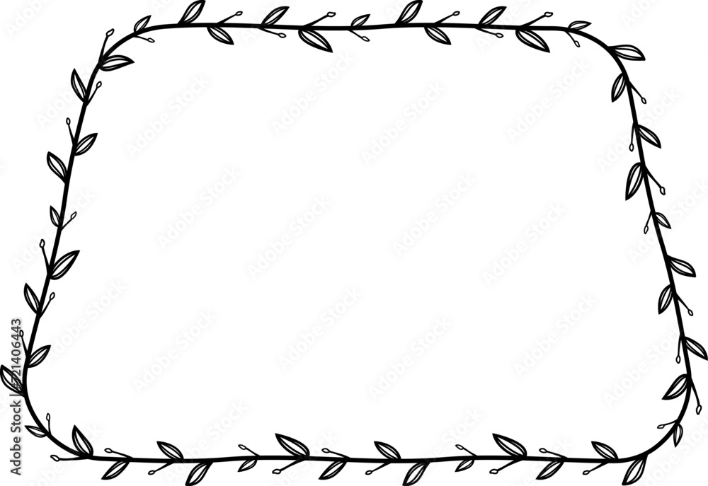 Obraz premium Trapezoid shape Flower wreath frame leaf vector floral border picture frames Branch laurel botanical silhouette black elements decoration greeting wedding frames