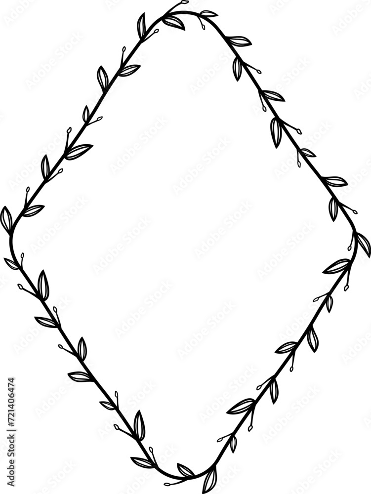 Rhombus shape Flower wreath frame leaf vector floral border picture frames Branch laurel botanical silhouette black elements decoration greeting wedding frames Rhombus shape Flower wreath frame leaf vector floral border picture frames Branch laurel botanical silhouette black elements decoration greeting wedding frames