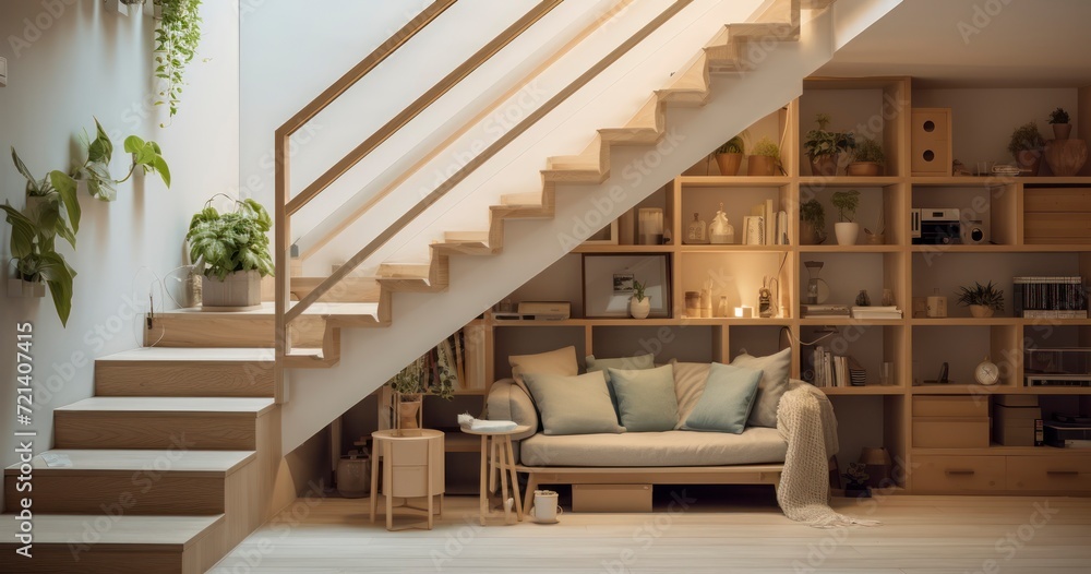 Fototapeta premium Organizing and Designing Under-Stair Spaces in Small Home Interiors