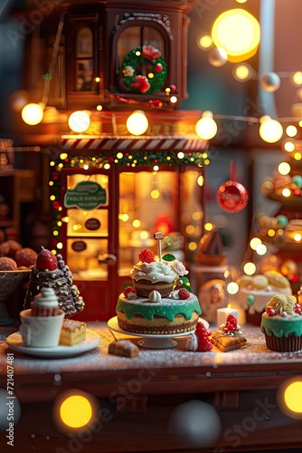 Indulge in Sweet Delights at the Festive Cake and Dessert Shop Scene on New Year's Day © Arnolt