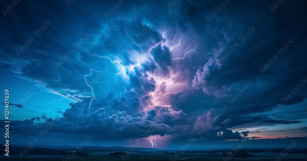 Illuminated Fury - A storm and a lightning. Power of nature