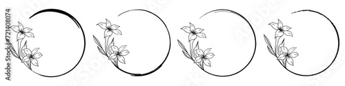 Luxury botanical gold wedding frame elements on white background. Set of circle shapes, glitters, eucalyptus leaves, leaf branches. Elegant foliage design for wedding, card, invitation, greeting