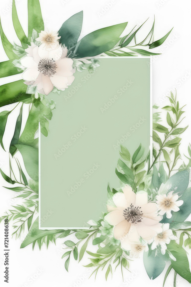 Postcard with watercolor flowers on light background, with copy space Postcard with watercolor flowers on light background, with copy space
