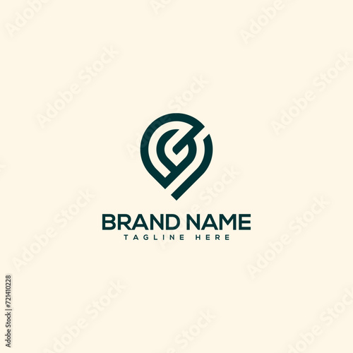 Abstract letter G and location. Flat vector logo design template element.