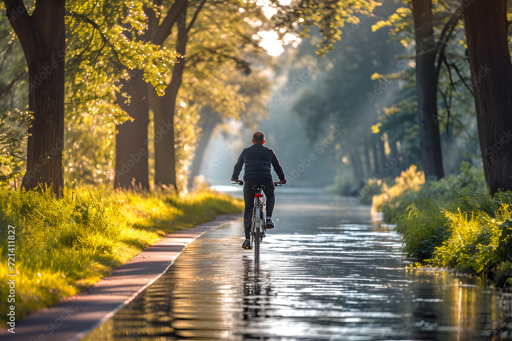 Man Riding Bicycle on Paved Road Man Riding Bicycle on Paved Road