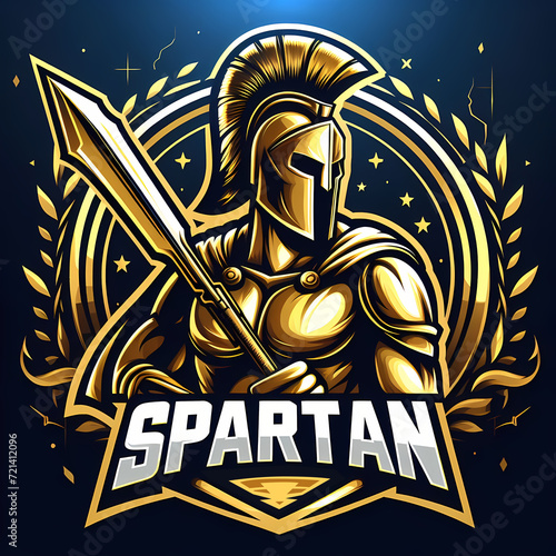 Obraz na płótnie esport logo gold spartan