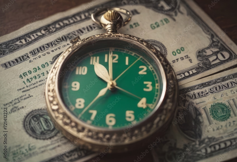 clock and stacks of coins : time - money clock and stacks of coins : time - money