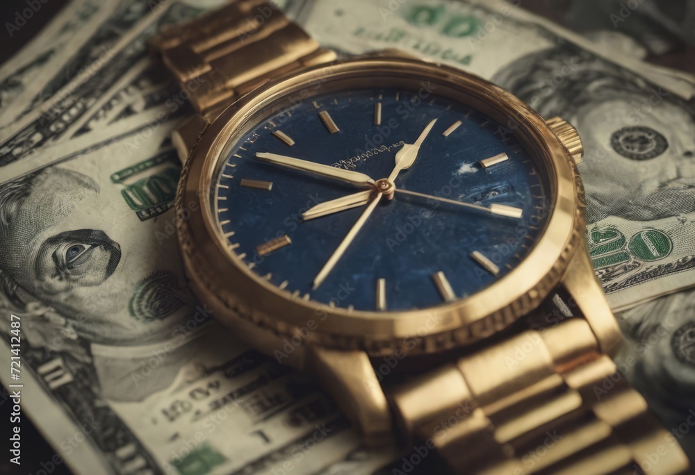 clock and stacks of coins : time - money clock and stacks of coins : time - money