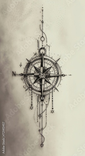 compass with snall scorpion tattoo design for women photo