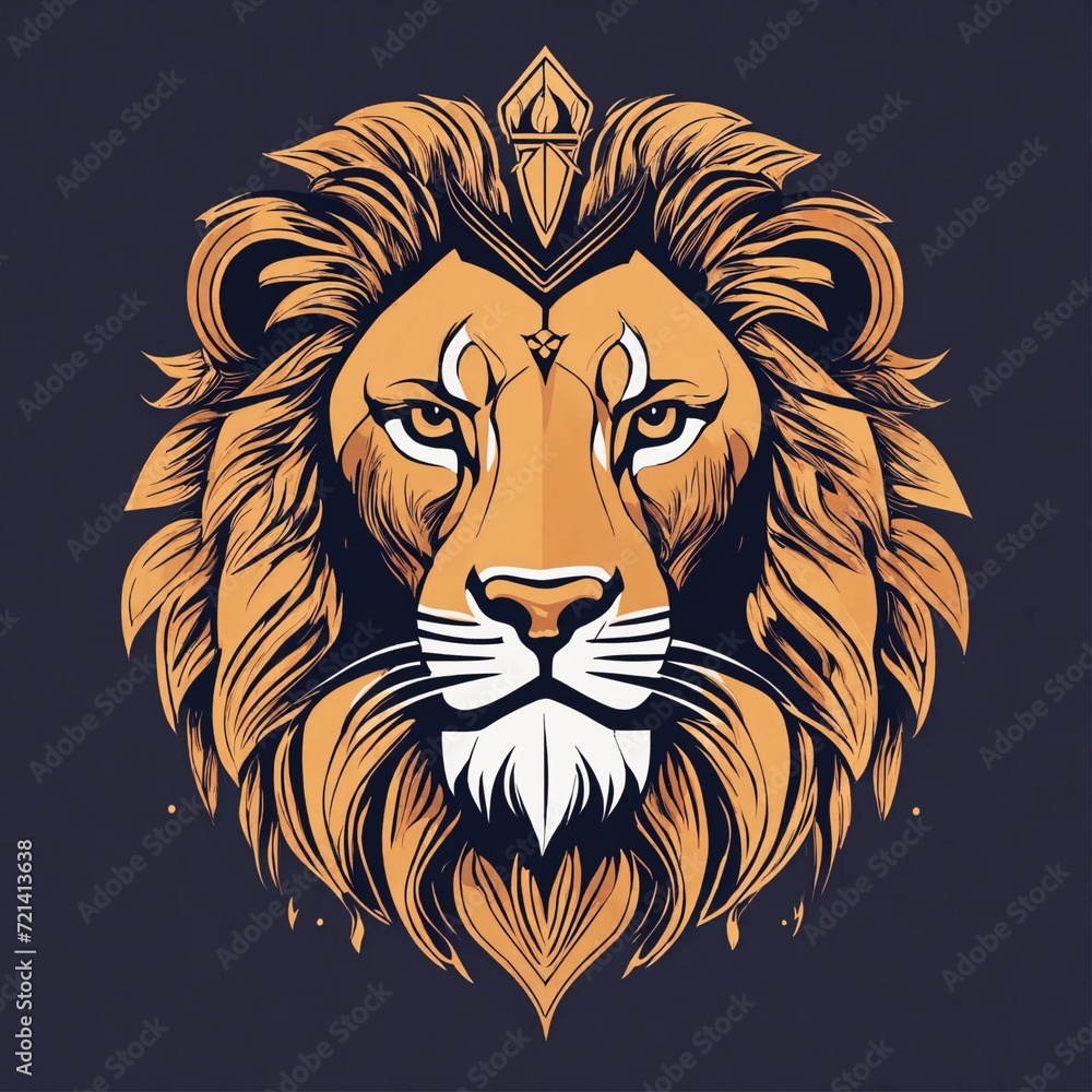 flat vector logo of lion