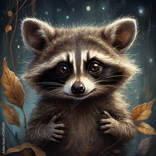 Autumn brings a delightful ambiance as nature's colors transform into vibrant hues of orange, red, and yellow. Amidst this enchanting season, the sight of an adorable and fluffy baby raccoon scurrying © bulent
