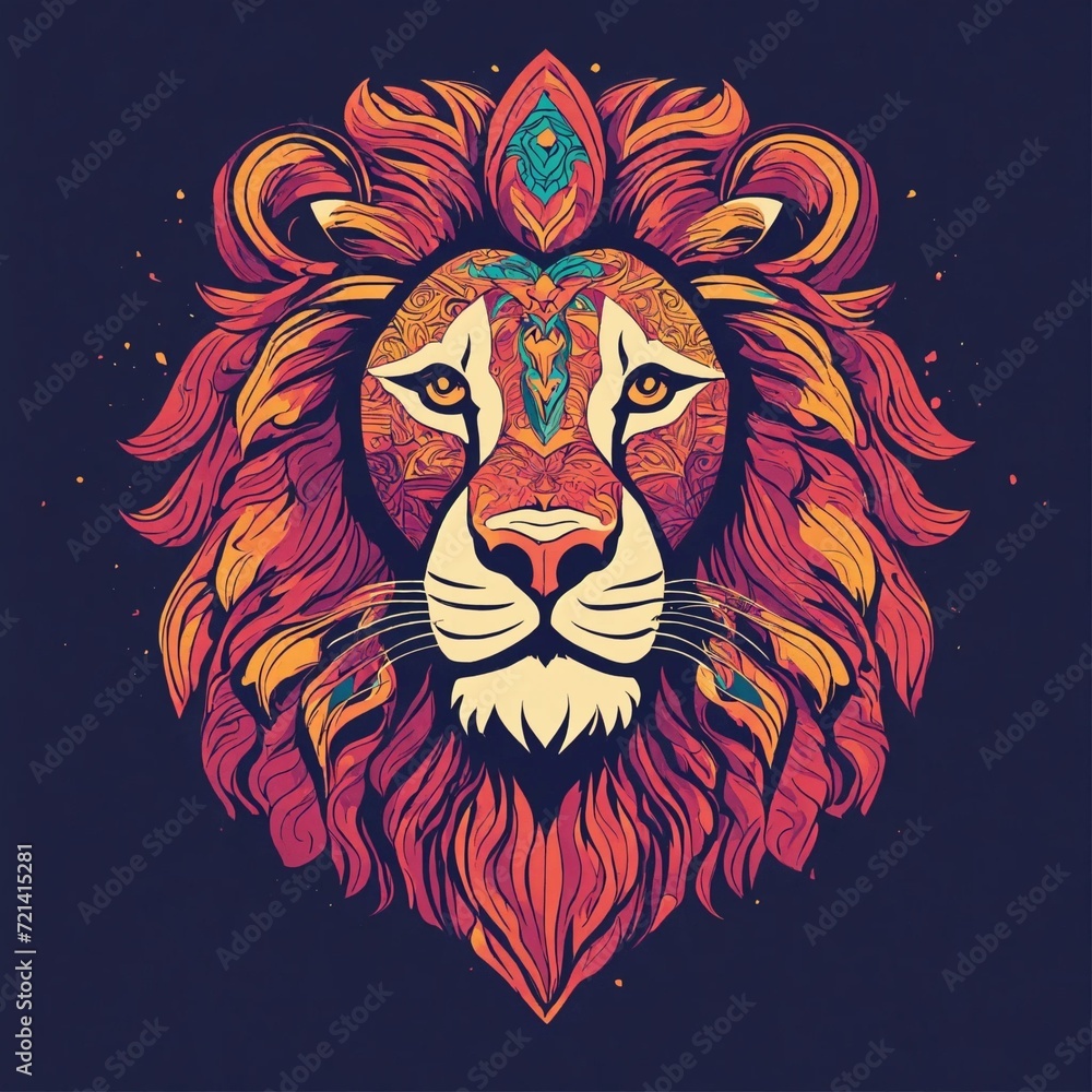 flat vector logo of lion