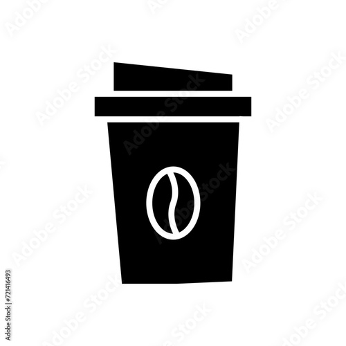 Vector icon cup of coffee. Paper cup logo template