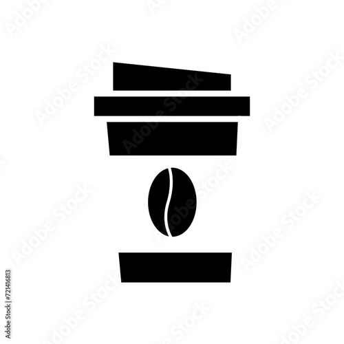 Vector icon cup of coffee. Paper cup logo template