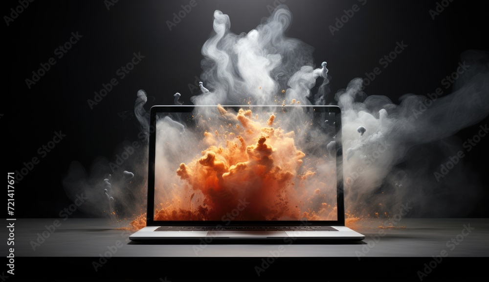 laptop computer with a blank screen splash
