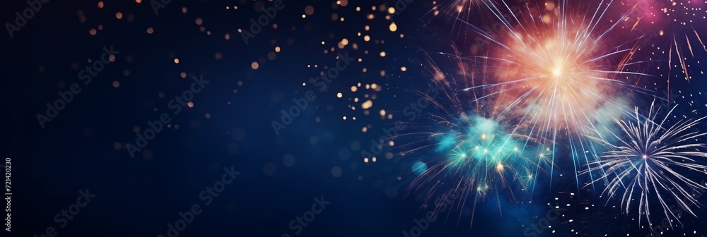 firework over abstract blue background and text space firework over abstract blue background and text space