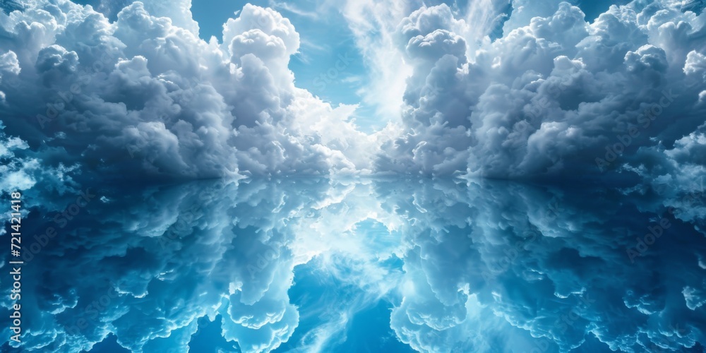 An Exquisite Display Of Tranquility: Ethereal Clouds Grace A Vast Azure Backdrop, With Ample Room For Copy. Сoncept Ethereal Cloudscape, Vast Azure Backdrop, Tranquil Serenity, Ample Copy Space