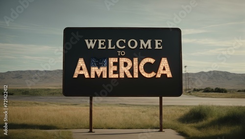 Welcome to America sign.