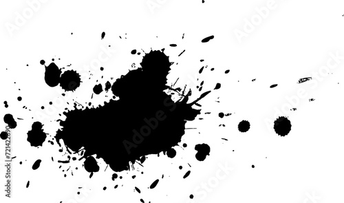 black ink dropped splash splatter on white background