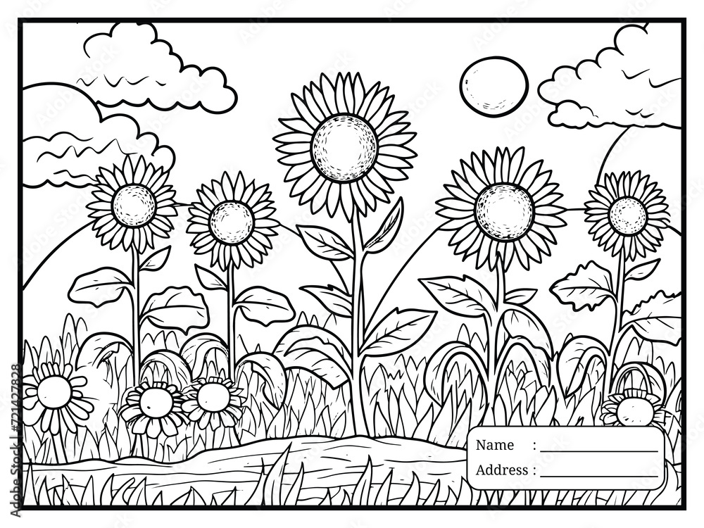 Flowers coloring page for kids hand drawn flowers coloring book ...