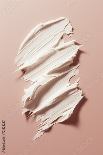 Smears of cosmetic facial cream on a pastel colored background - Generative AI