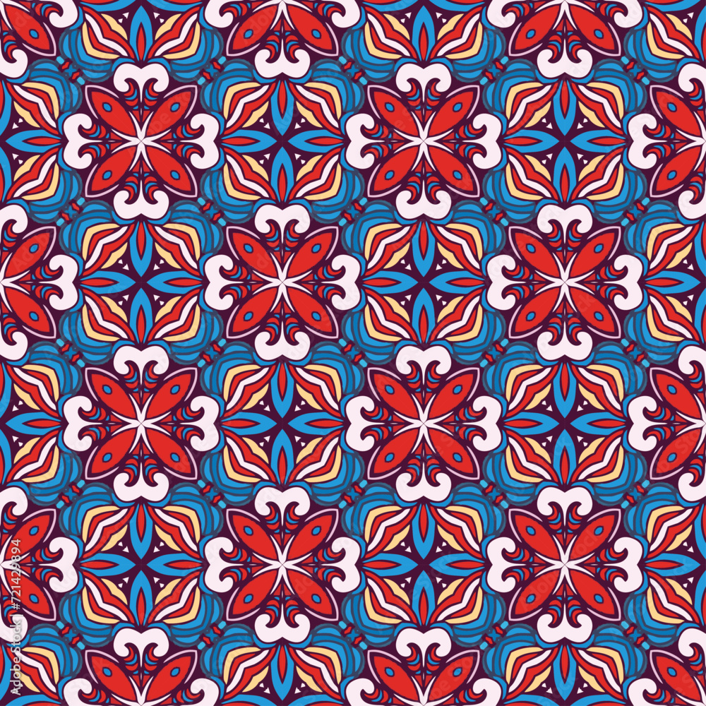 indian block abstract flower  pattern wallpaper, fabric