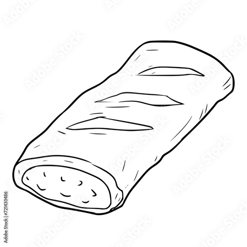 tasty sausage roll illustration outline vector