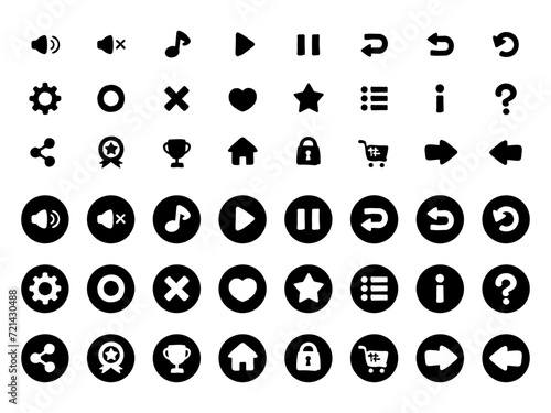手描き風のかわいいゲーム用UIアイコンの素材セット