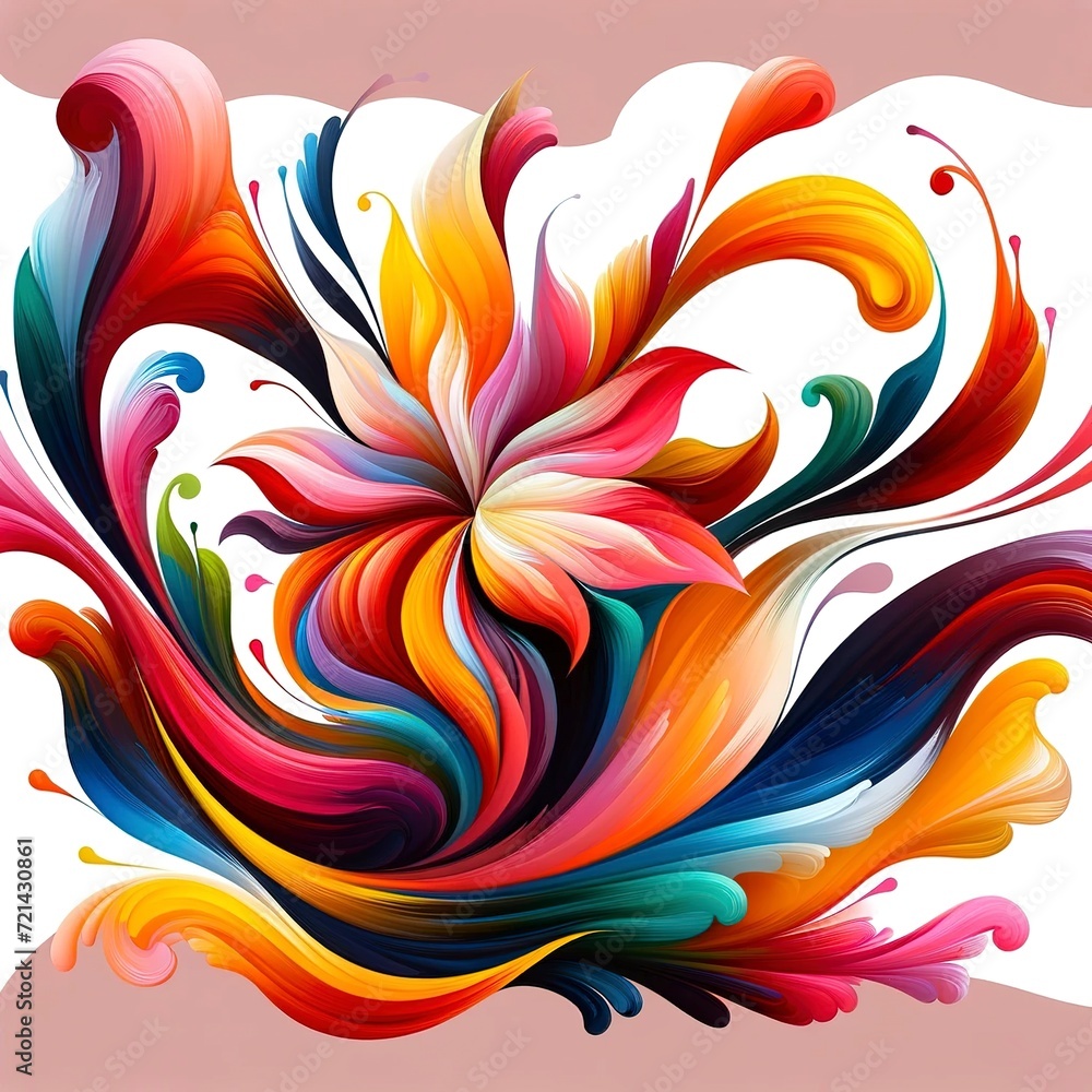 Abstract flower in vibrant colors flowing with elegance and love