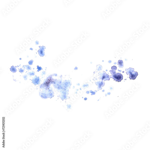 Watercolor abstract light blue purple splashes. Isolated hand drawn illustration pastel splashes, blob of ink paint. Template for backdrop, card, packaging, textile and sticker, sales advertising