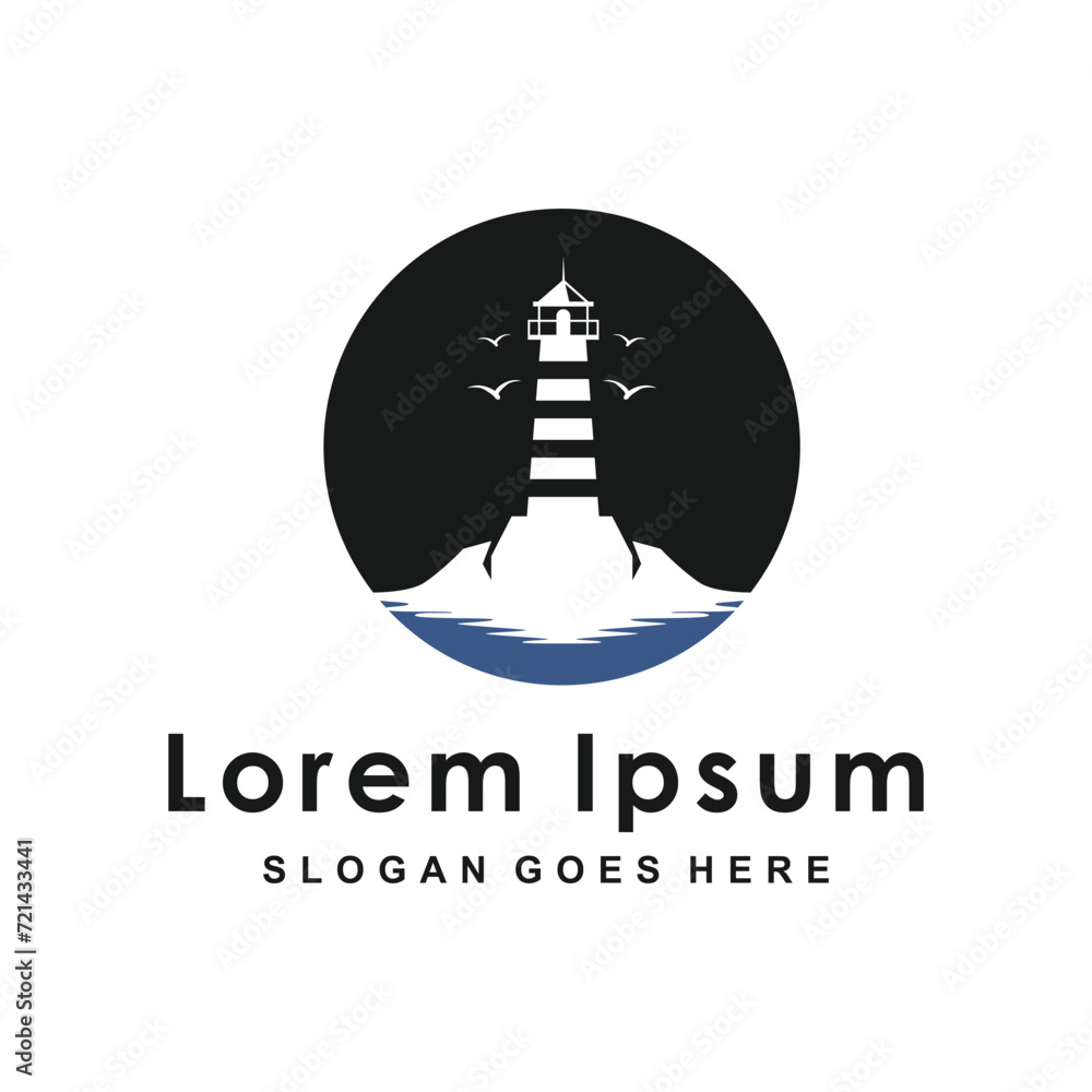 Lighthouse logo template. Building of lighthouse logo vector Lighthouse logo template. Building of lighthouse logo vector