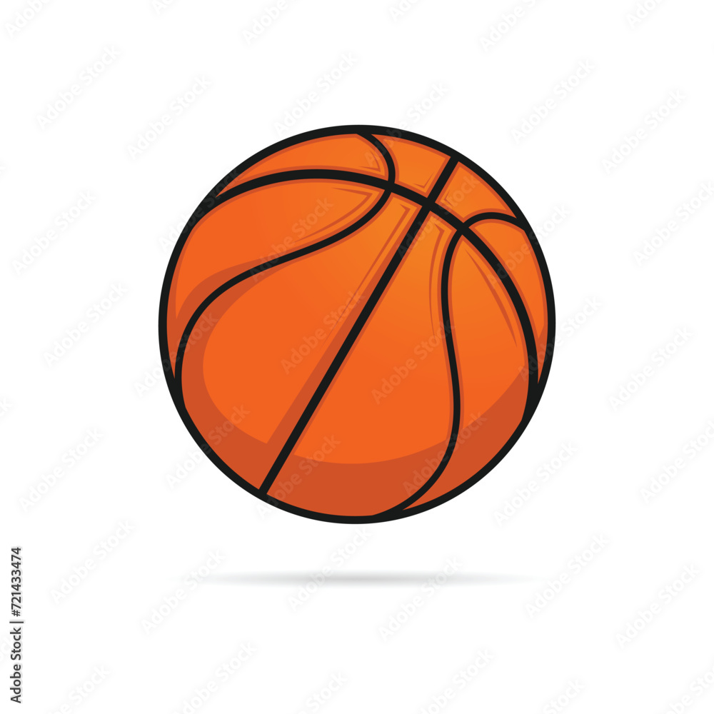 Basketball ball. Vector color illustration. Isolated on white background. Hand drawn design element for label and poster