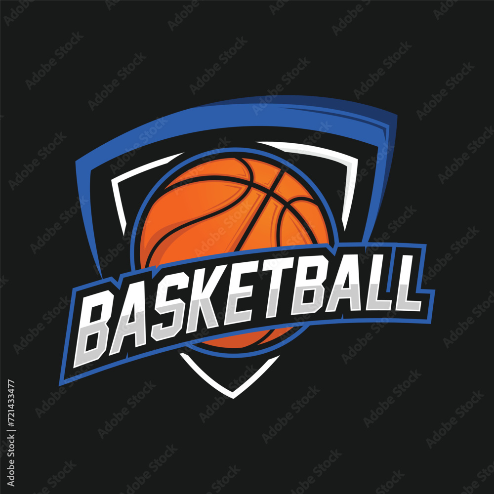 Basketball club logo, emblem, designs with ball. Sport badge vector illustration